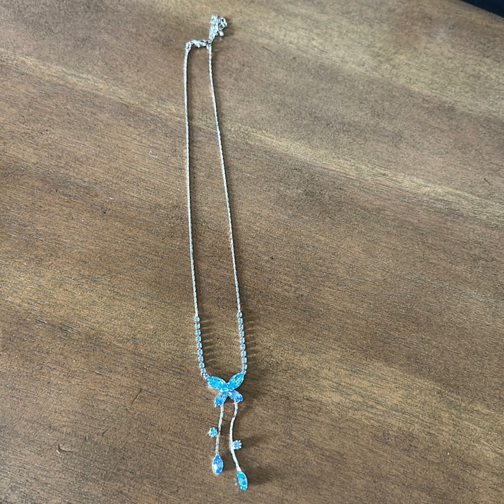 Beautiful Blue💙💎 Butterfly gem necklace